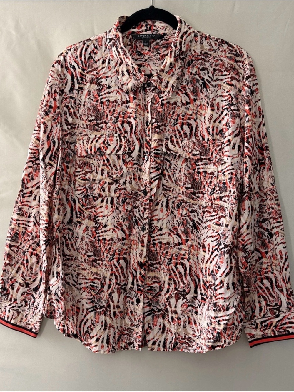 Liverpool Multicolor Abstract Print Button-Up Blouse - Picture 2 of 8